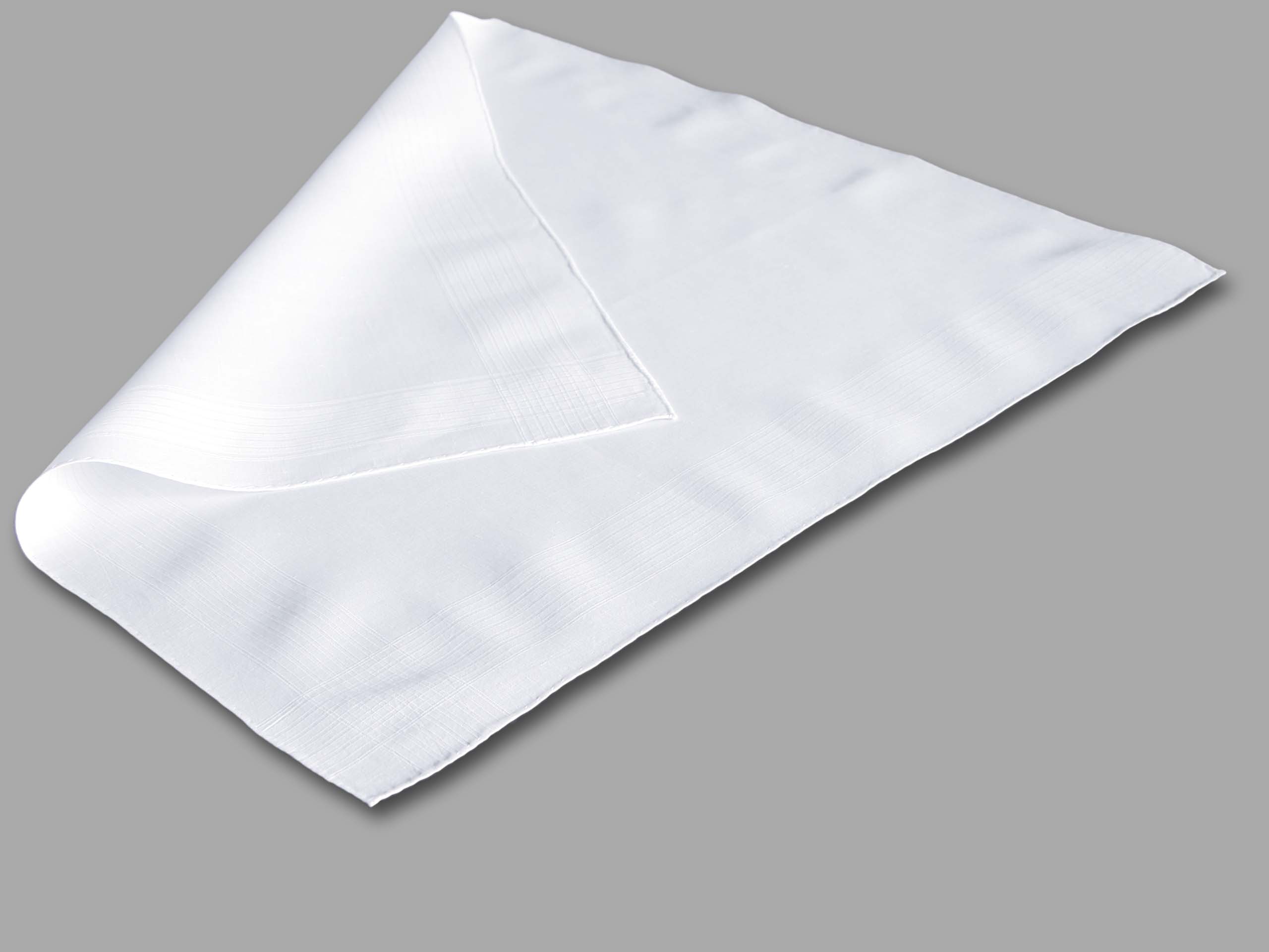 Banded White Linen Mens Handkerchief - Flax & Thimble