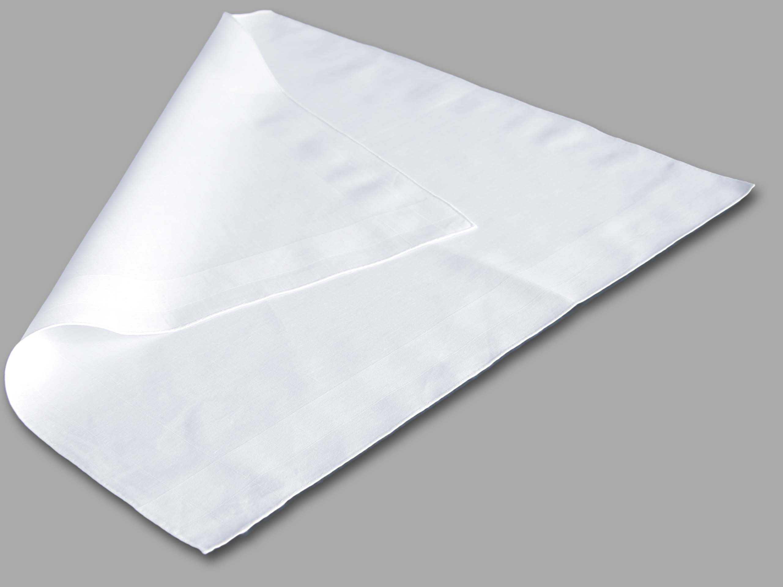 Banded White Linen Mens Handkerchief - Flax & Thimble