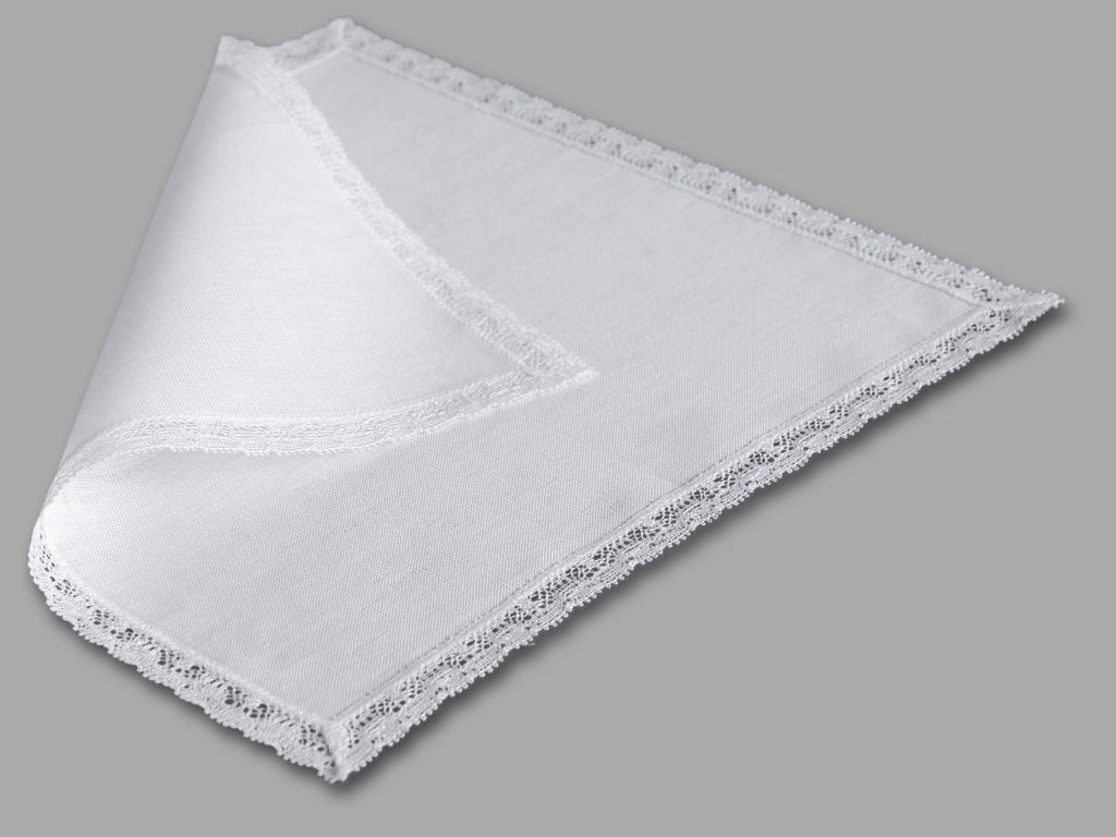 Geometric White Linen Womens Handkerchief Flax & Thimble