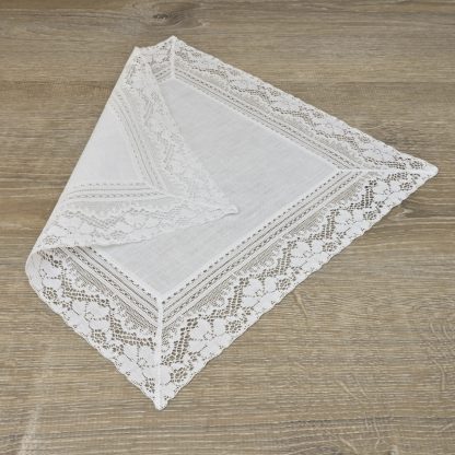 Daisy White Linen Handkerchief