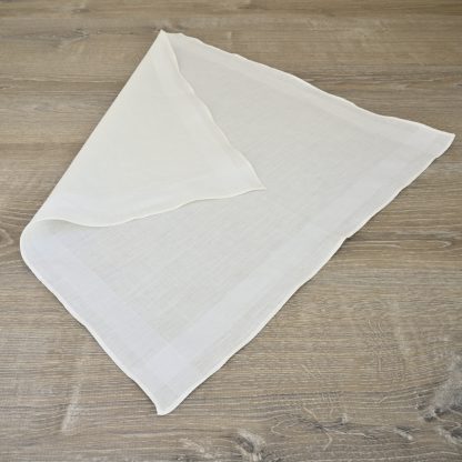 Satin Band White Linen Handkerchief