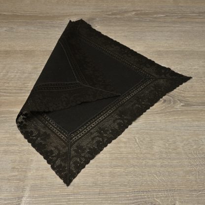 Shamrock Lace Black Linen Handkerchief