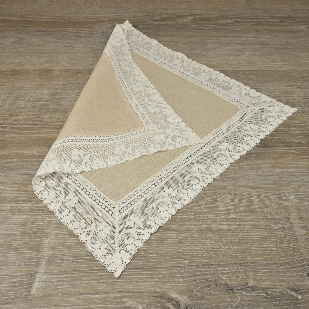 Corded Border Men's Linen Handkerchief Flax & Thimble