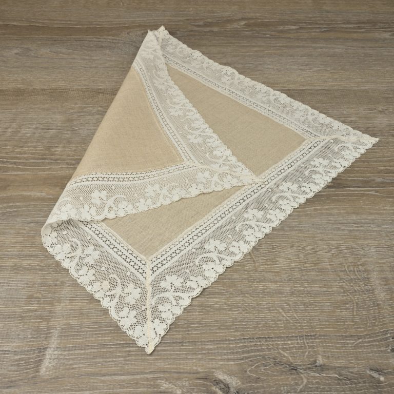 Corded Border Men's Linen Handkerchief Flax & Thimble