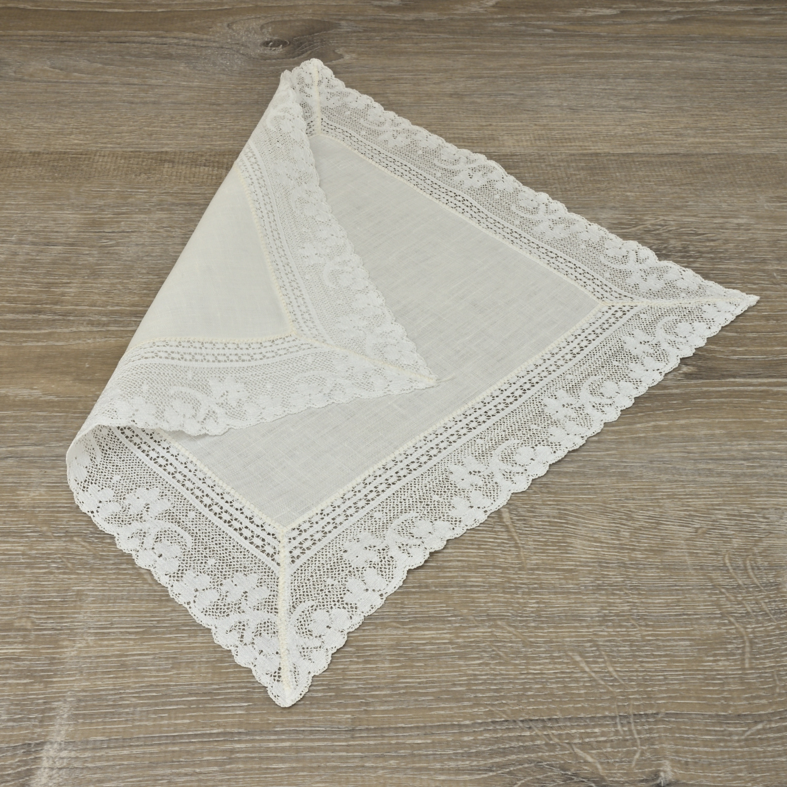 Oyster Linen Shamrock Lace Handkerchief - 13