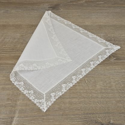 Shamrock Lace White Linen Handkerchief