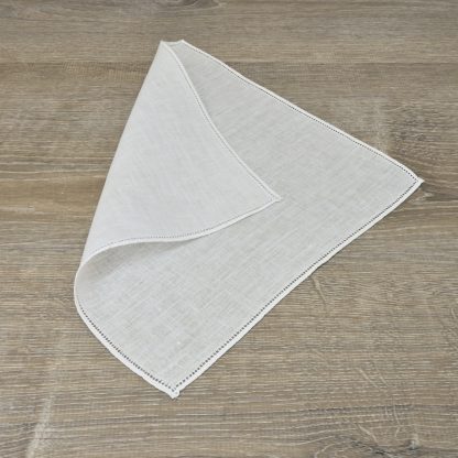 Fine Hemstitch White Linen Handkerchief