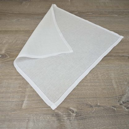 Fine Hemstitch White Linen Handkerchief