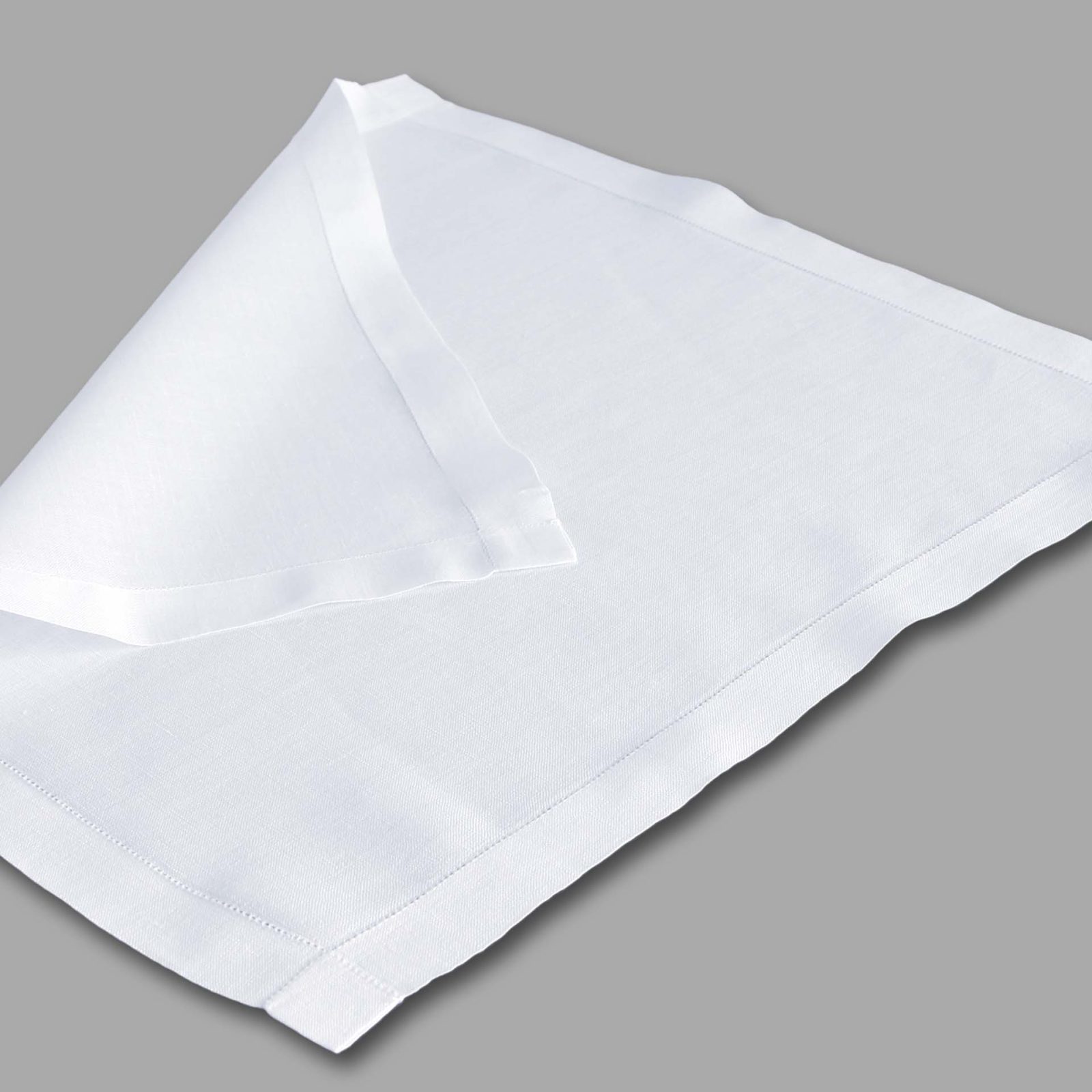 24" Fine Hemstitch White Linen Handkerchief - One Row 1" Hem