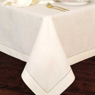 2" Hemstitch Ecru Fine Linen Tablecloth