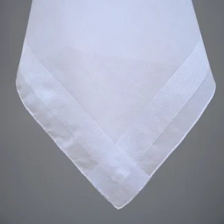 Corded Border Hand-Rolled White Cotton Handkerchief