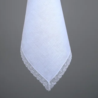 Filigree Lace White Linen Handkerchief