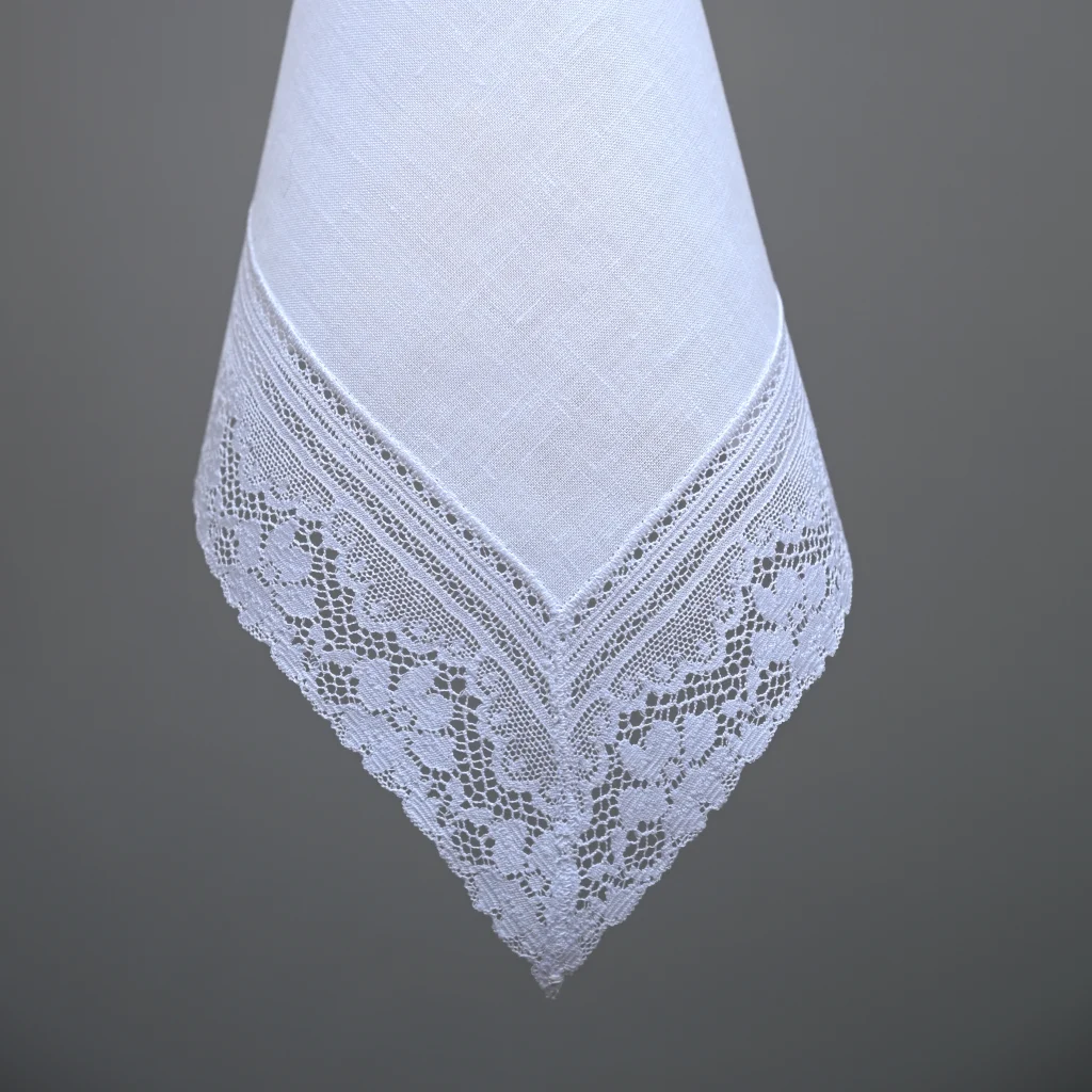 Irish Linen Daisy Lace Handkerchief