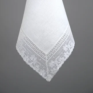 Oyster Linen Shamrock Lace Handkerchief