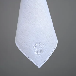 Shamrock and Hemstitch Linen Handkerchief