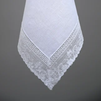 White Linen Shamrock Lace Handkerchief